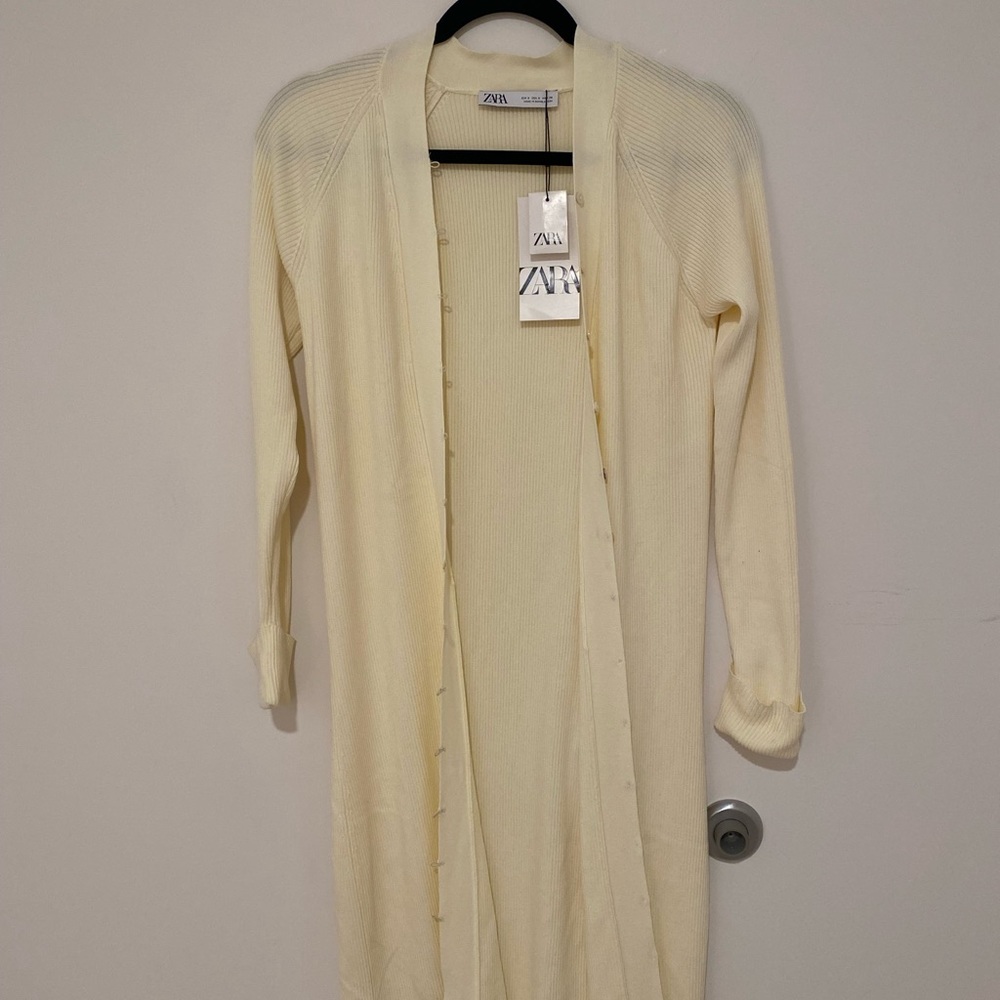 NWT ZARA Cream color long open sweater